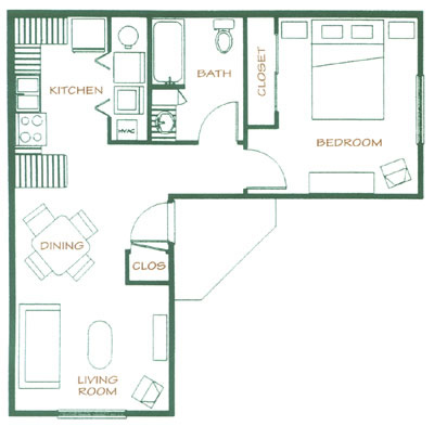 One Bedroom / One Bath - 653 Sq. Ft.*